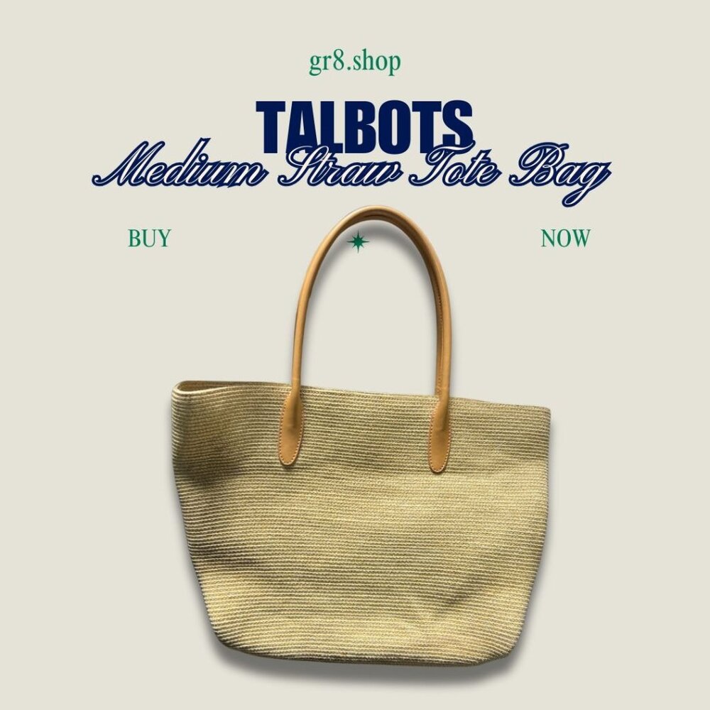 Talbots Medium Straw Tote With Leather Handles  Durable Design Ideal For Carryin